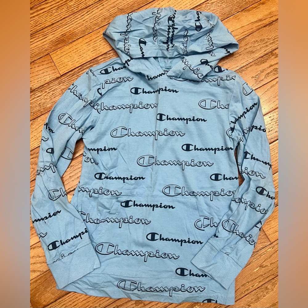 Champion Blue long sleeve Boys tee with Logo Print YS